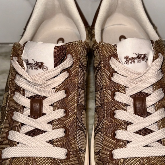 COACH Coated Canvas & Leather Low Top SNEAKERS HighLine Signature Logo Size 9.5 - Picture 13 of 16